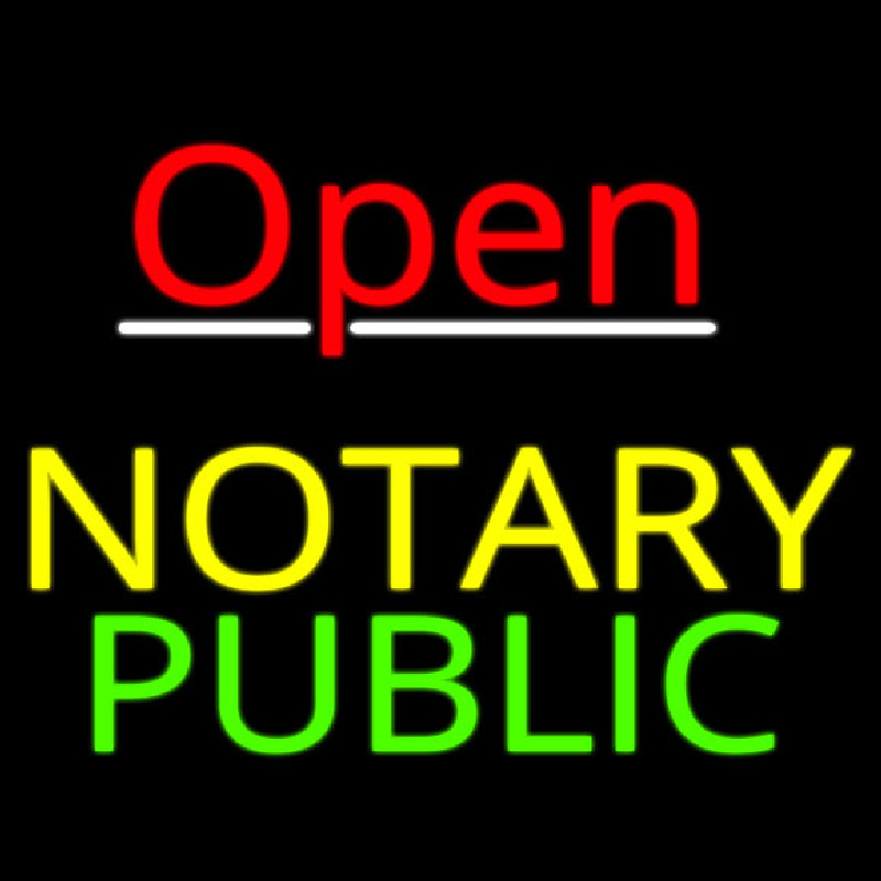 Red Open Notary Public Neon Sign
