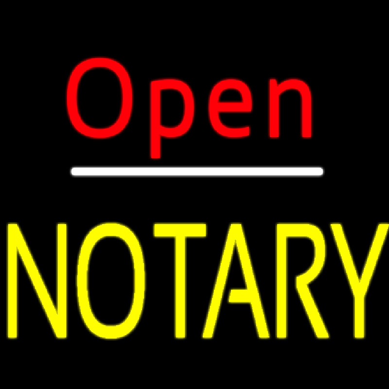 Red Open Yellow Notary Neon Sign