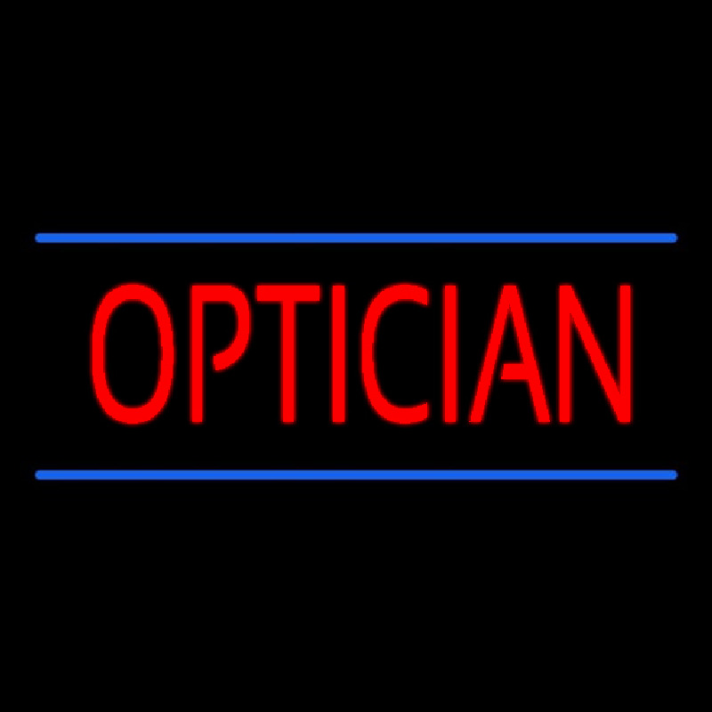 Red Optician Blue Lines Neon Sign