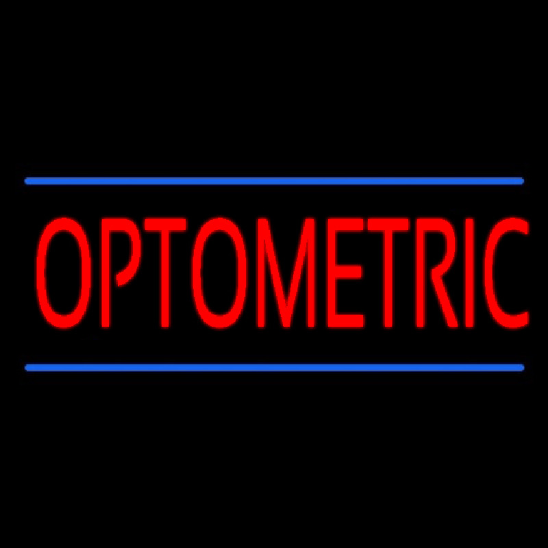 Red Optometric Blue Lines Neon Sign