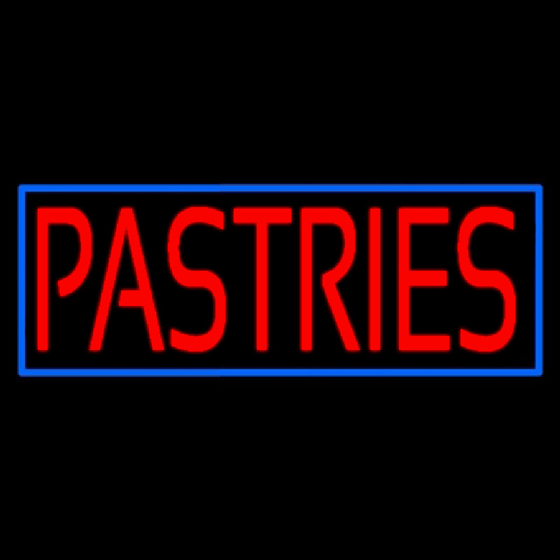 Red Pastries Blue Border Neon Sign