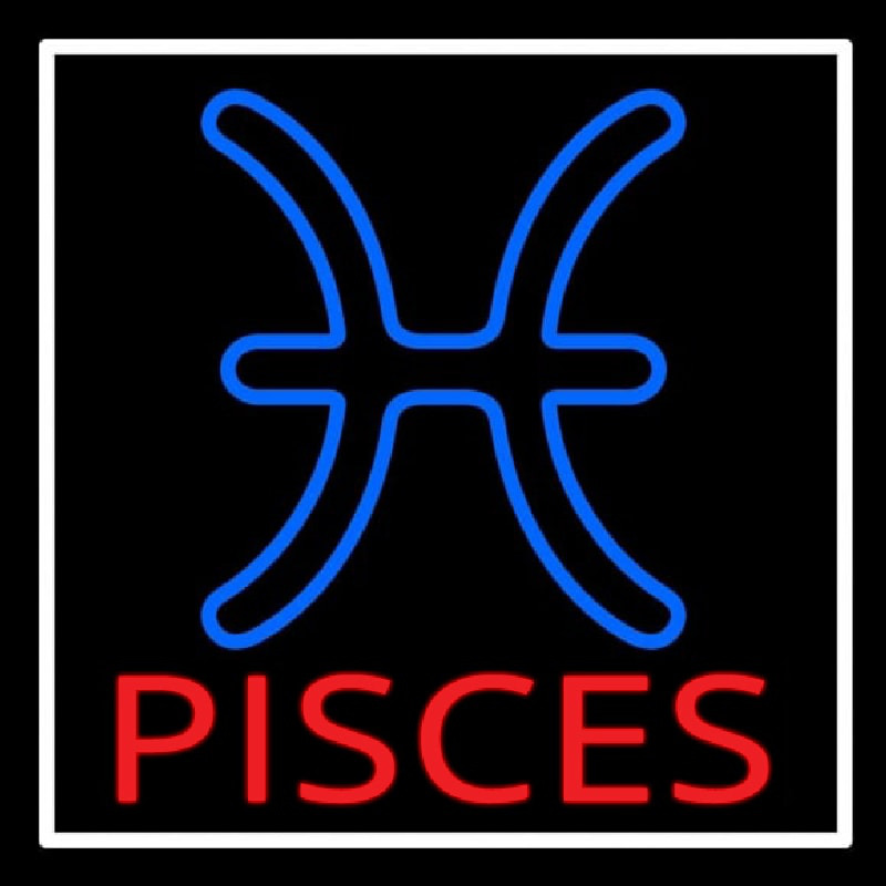 Red Pisces White Border Neon Sign
