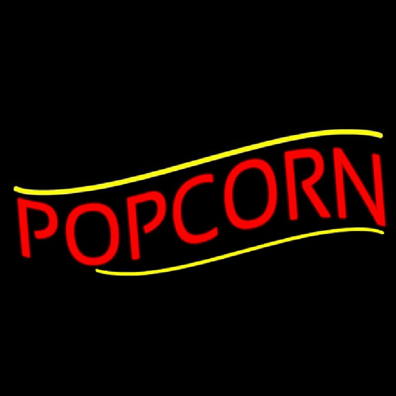 Red Popcorn Yellow Line Neon Sign