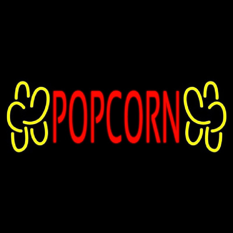 Red Popcorn Yellow Logo Neon Sign