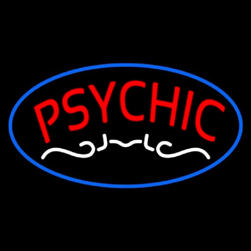 Red Psychic Blue Border Neon Sign