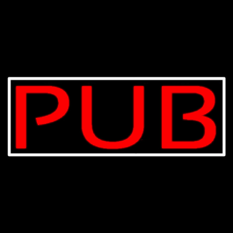 Red Pub With White Border Neon Sign