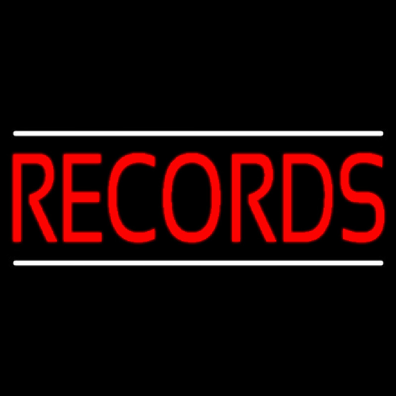 Red Records White Line Neon Sign