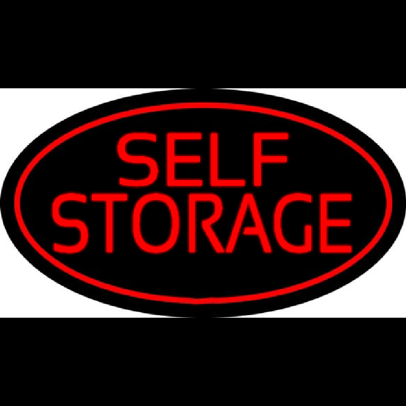 Red Self Storage Oval Neon Sign