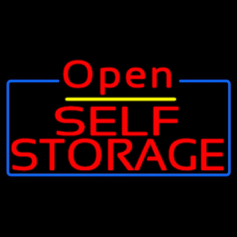 Red Self Storage White Border Open 4 Neon Sign