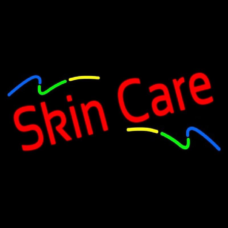 Red Skin Care Multi Colored Waves Neon Sign
