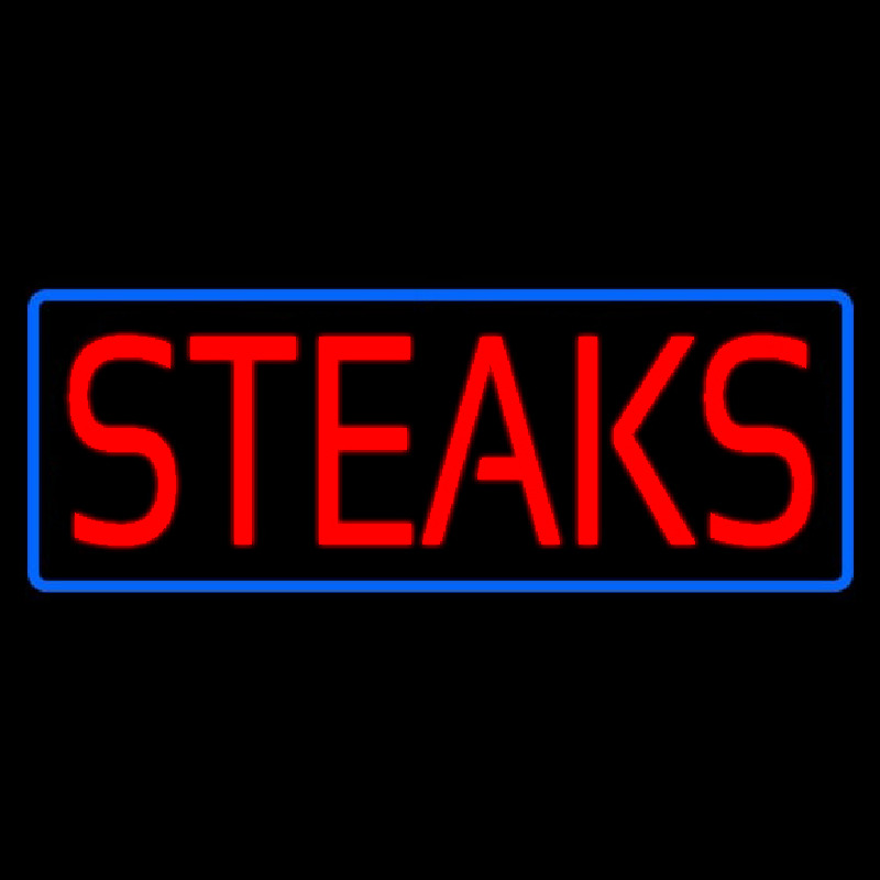 Red Steaks With Blue Border Neon Sign