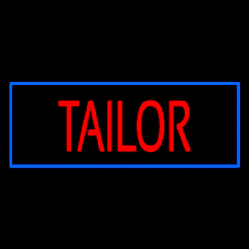 Red Tailor With Blue Border Neon Sign