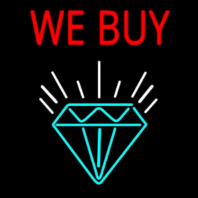 Red We Buy Diamond Logo Neon Sign