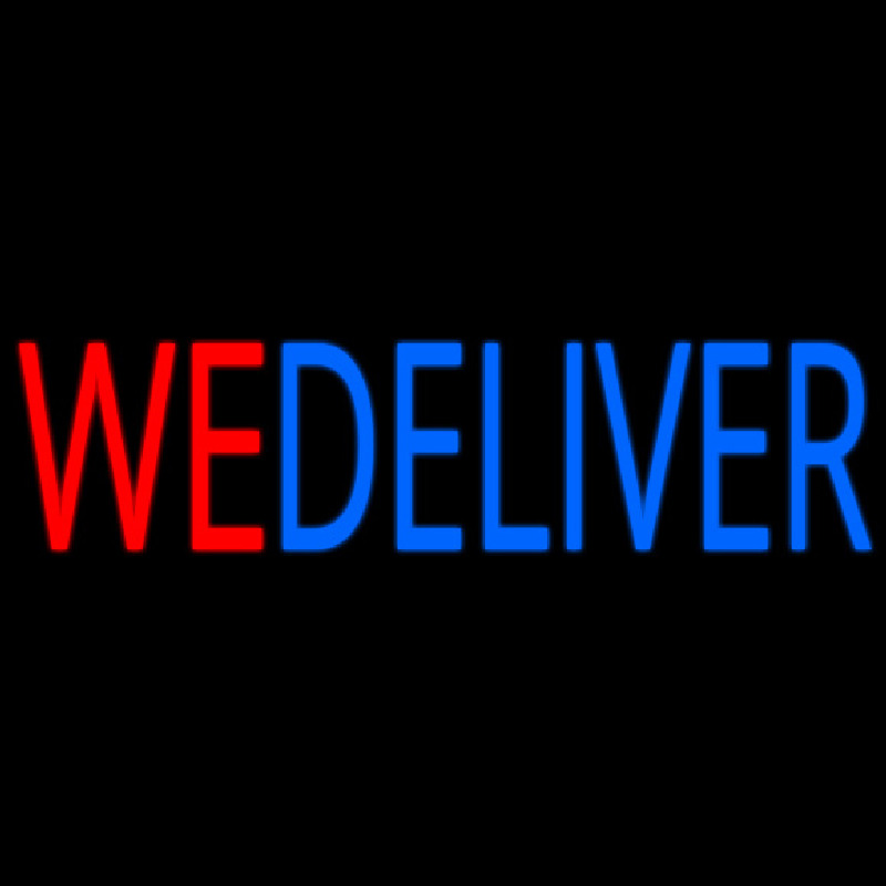 Red We Deliver Blue Neon Sign