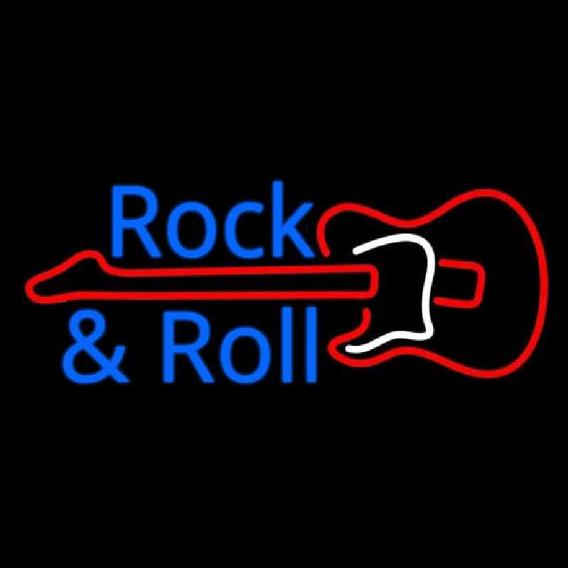 Rock And Roll With Guitar 2 Neon Sign