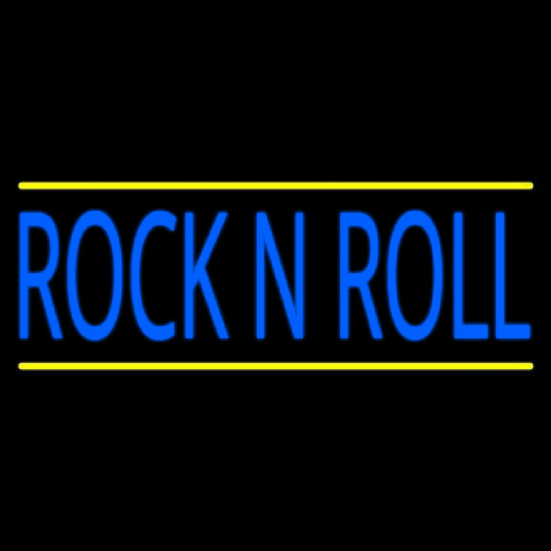 Rock N Roll Block Blue Border 2 Neon Sign