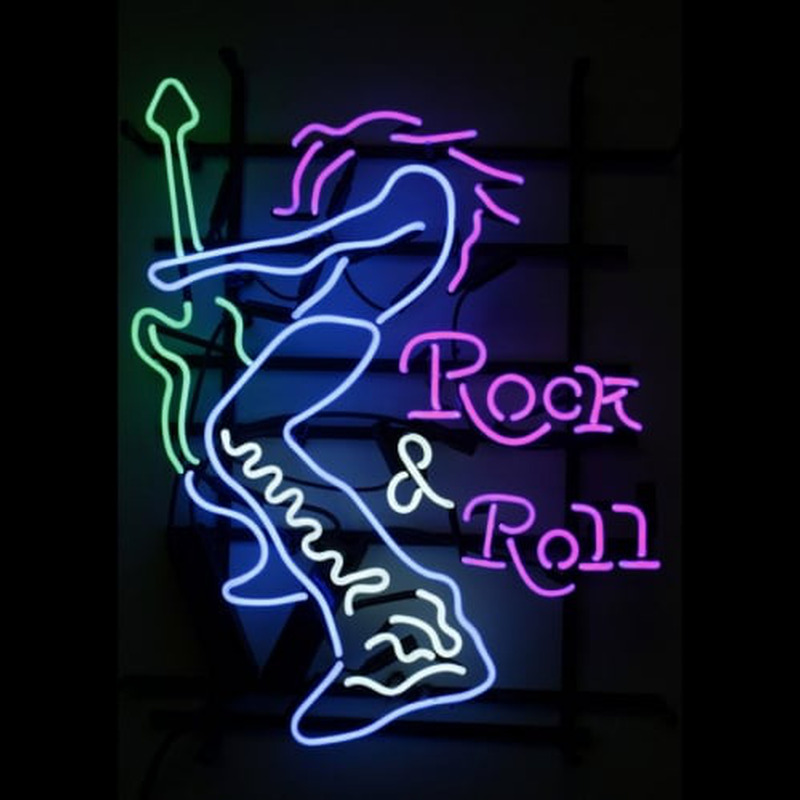 Rock Roll Electric Guitar Player Neon Sign