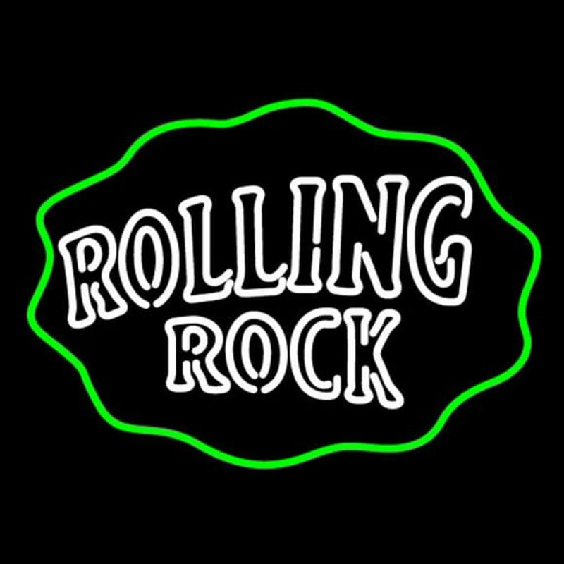 Rolling Rock Double Line Logo With Wavy Circle Neon Sign