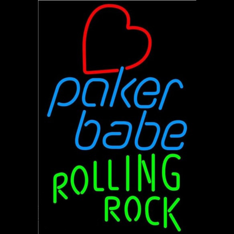 Rolling Rock Poker Girl Heart Babe Beer Sign Neon Sign