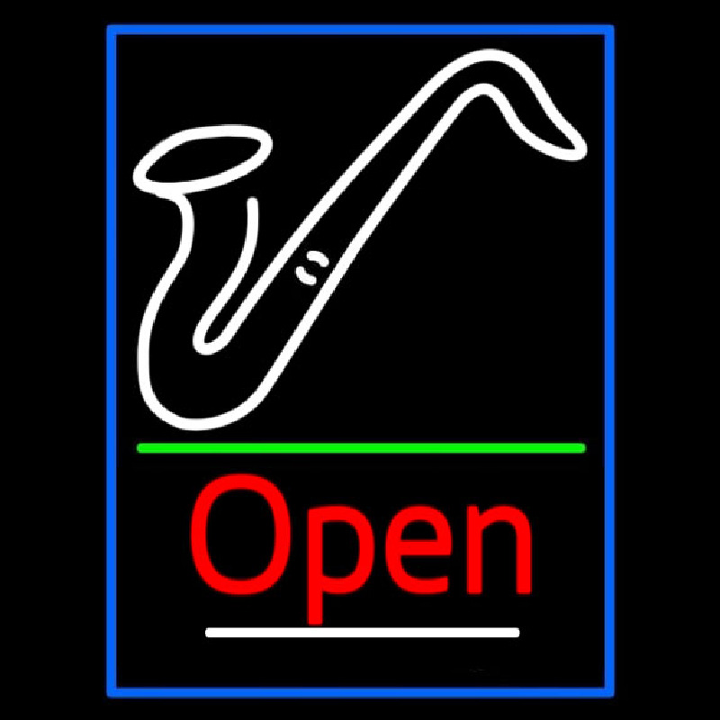 Sa ophone Open Blue Border Green Line 3 Neon Sign