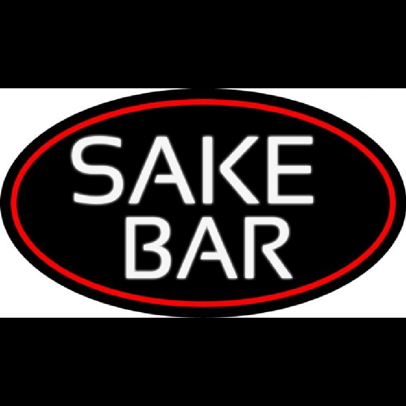 Sake Bar Oval With Red Border Neon Sign