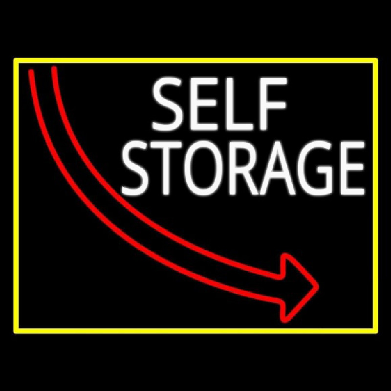 Self Storage Block With Yellow Border Neon Sign