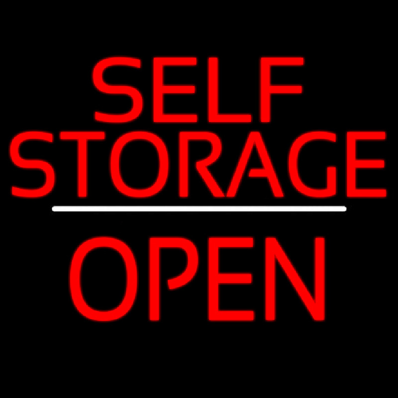 Self Storage Open White Line Neon Sign