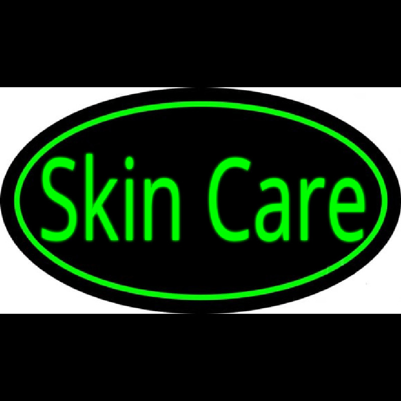 Skin Care Oval Green Neon Sign