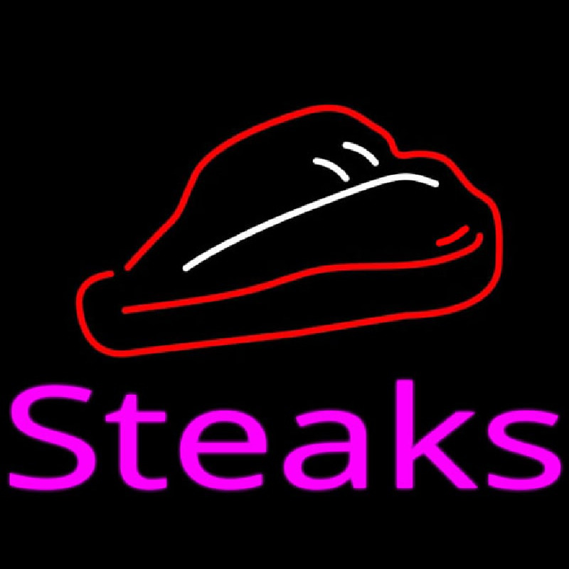 Steak Logo Pink Neon Sign