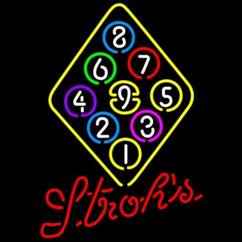 Strohs Ball Billiards Rack Pool Beer Sign Neon Sign