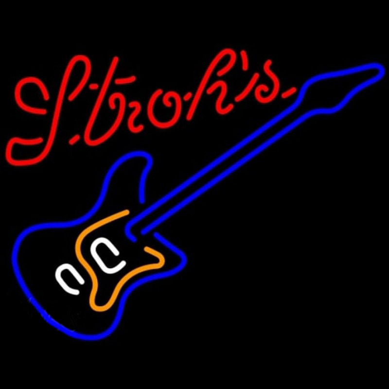 Strohs Blue Electric Guitar Beer Sign Neon Sign