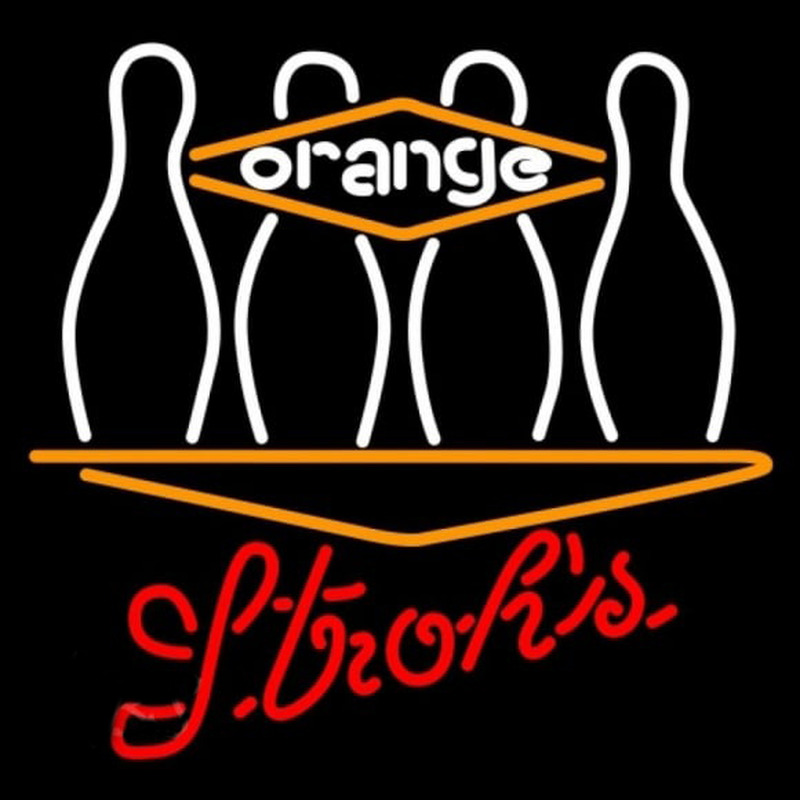 Strohs Bowling Orange Beer Sign Neon Sign