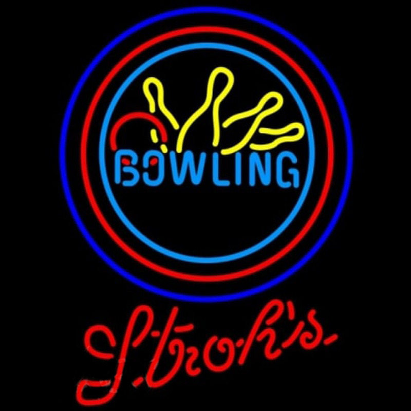 Strohs Bowling Yellow Blue Beer Sign Neon Sign