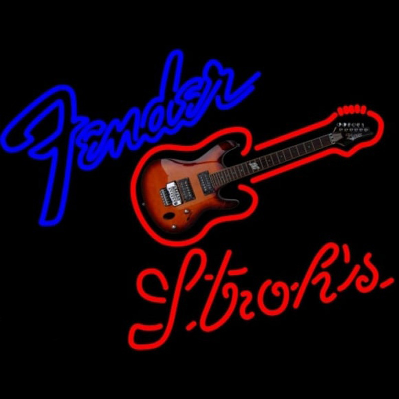 Strohs Fender Guitar Beer Sign Neon Sign