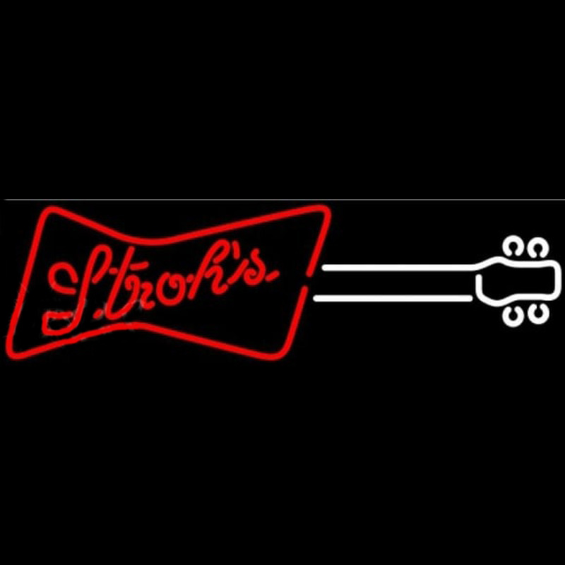 Strohs Guitar Red White Beer Sign Neon Sign