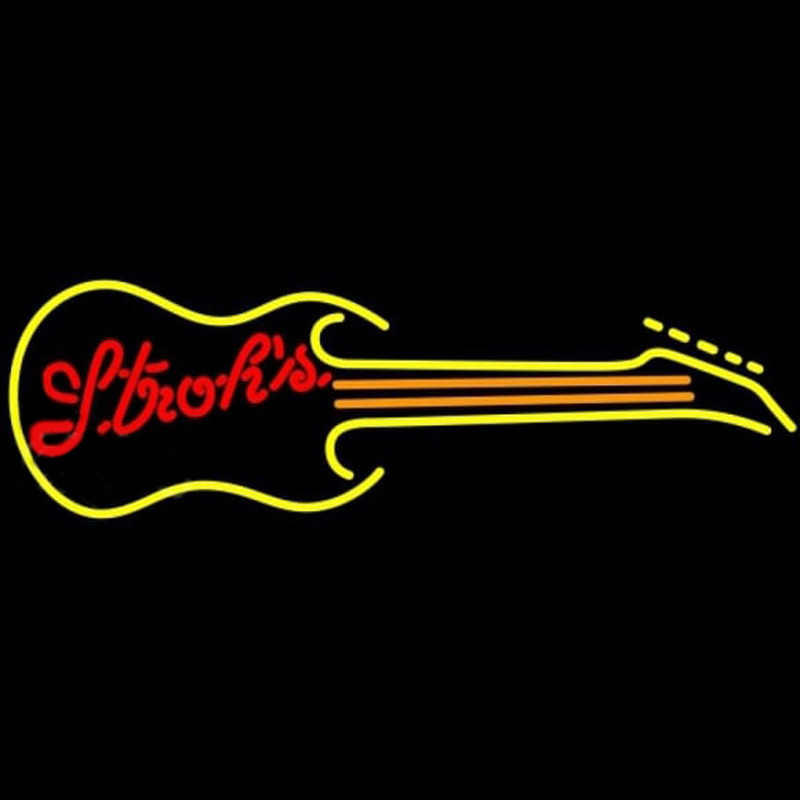 Strohs Guitar Yellow Orange Beer Sign Neon Sign