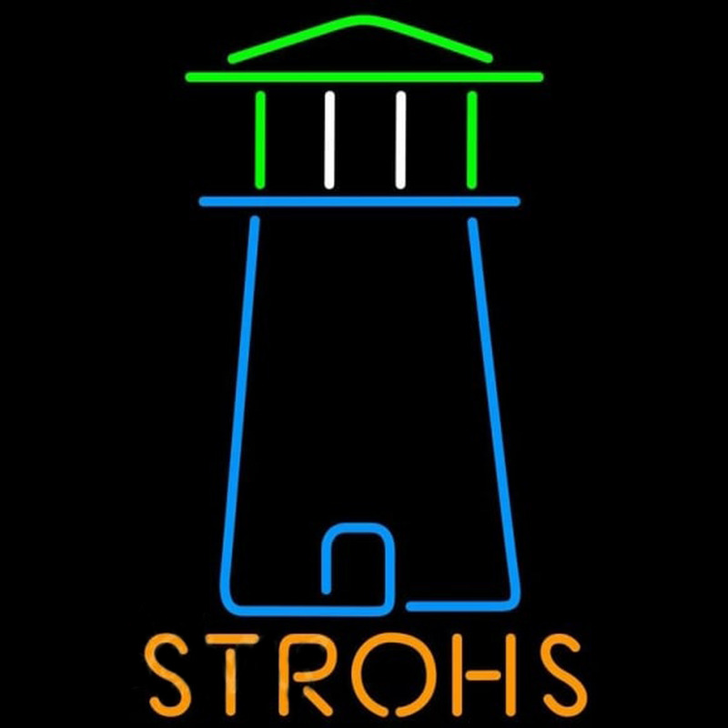 Strohs Lighthouse Art Beer Sign Neon Sign
