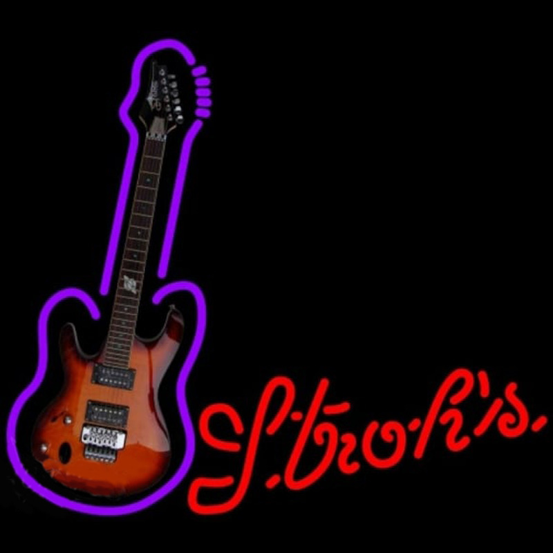 Strohs Purple Guitar Beer Sign Neon Sign