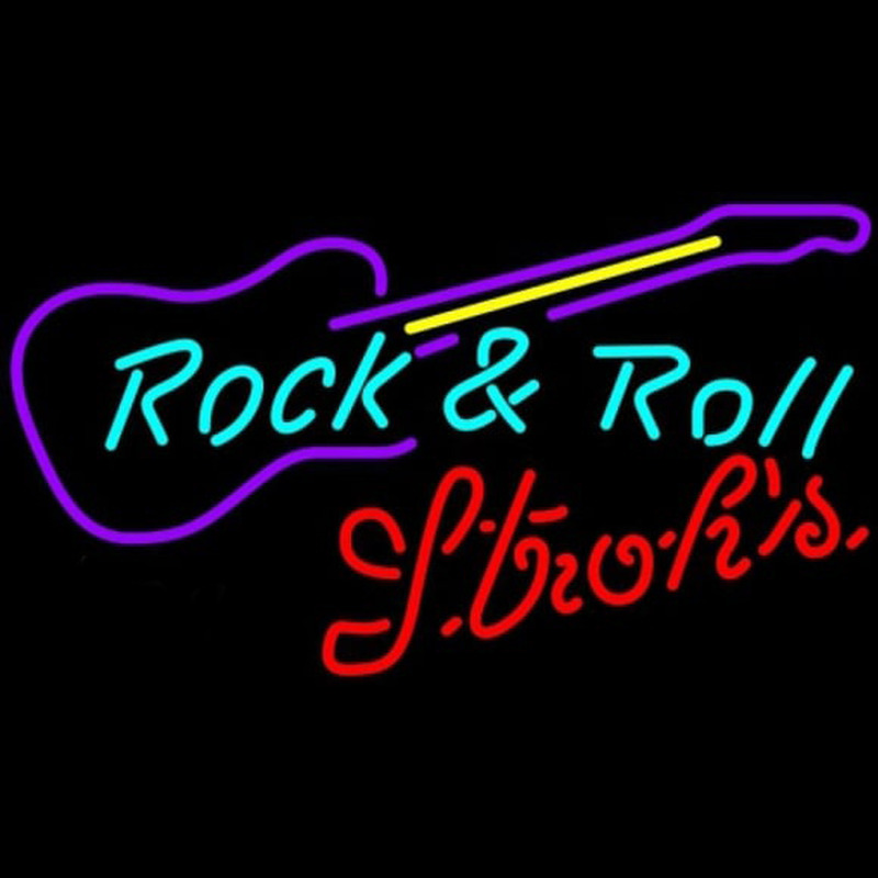 Strohs Rock N Roll Guitar Beer Sign Neon Sign
