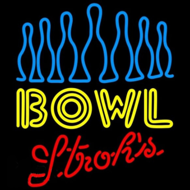 Strohs Ten Pin Bowling Beer Sign Neon Sign