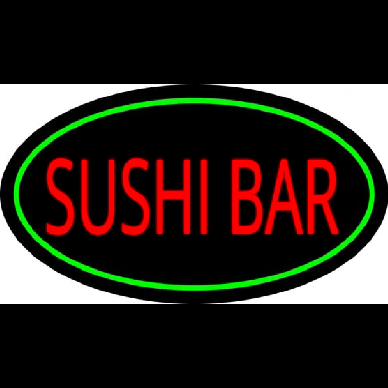 Sushi Bar Oval Green Neon Sign