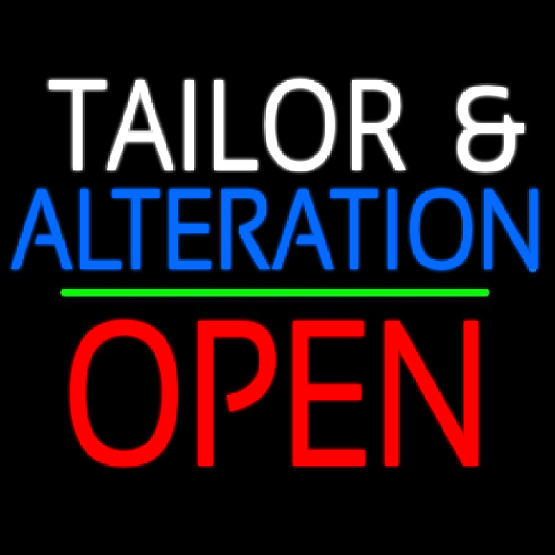 Tailor And Alteration Block Open Green Line Neon Sign