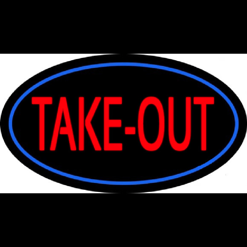 Take Out Oval Neon Sign