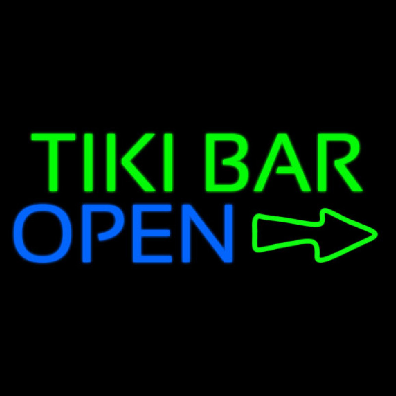 Tiki Bar Open With Arrow Neon Sign