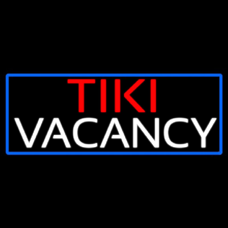 Tiki Vacancy With Blue Border Neon Sign