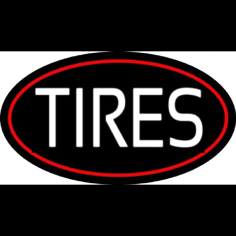 Tires Block Oval Neon Sign