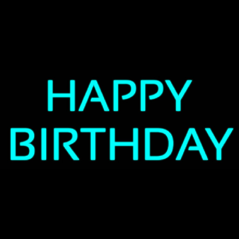 Turquoise Happy Birthday Neon Sign