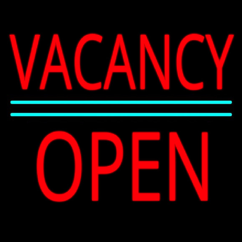 Vacancy Block Open Green Line Neon Sign