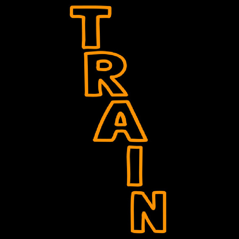 Vertical Orange Train Neon Sign