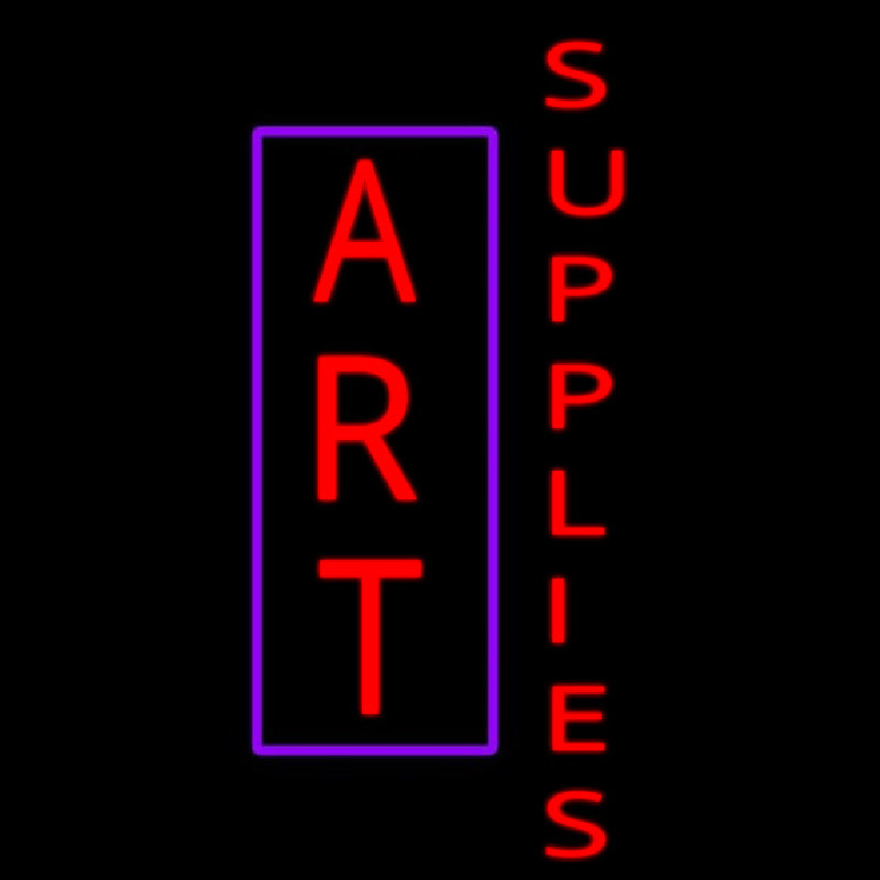 Vertical Red Art Supplies Neon Sign